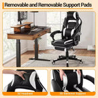 Sedia da gaming, Sedia da gaming con poggiapiedi e supporto lombare massaggiante, Design ergonomico, Poltrona reclinabile in pelle PU con schienale alto e poggiatesta, Rotazione a 360°