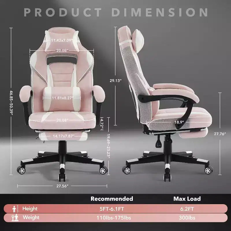 Sedia da gaming, Sedia da gaming con poggiapiedi e supporto lombare massaggiante, Design ergonomico, Poltrona reclinabile in pelle PU con schienale alto e poggiatesta, Rotazione a 360°