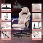 Sedia da gaming, Sedia da gaming con poggiapiedi e supporto lombare massaggiante, Design ergonomico, Poltrona reclinabile in pelle PU con schienale alto e poggiatesta, Rotazione a 360°