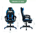 Sedia da gaming, Sedia da gaming con poggiapiedi e supporto lombare massaggiante, Design ergonomico, Poltrona reclinabile in pelle PU con schienale alto e poggiatesta, Rotazione a 360°