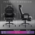 Sedia da gaming, Sedia da gaming con poggiapiedi e supporto lombare massaggiante, Design ergonomico, Poltrona reclinabile in pelle PU con schienale alto e poggiatesta, Rotazione a 360°