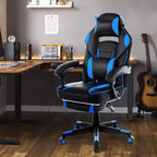 Sedia da gaming, Sedia da gaming con poggiapiedi e supporto lombare massaggiante, Design ergonomico, Poltrona reclinabile in pelle PU con schienale alto e poggiatesta, Rotazione a 360°