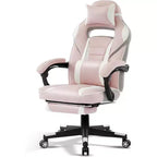 Sedia da gaming, Sedia da gaming con poggiapiedi e supporto lombare massaggiante, Design ergonomico, Poltrona reclinabile in pelle PU con schienale alto e poggiatesta, Rotazione a 360°