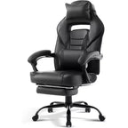 Sedia da gaming, Sedia da gaming con poggiapiedi e supporto lombare massaggiante, Design ergonomico, Poltrona reclinabile in pelle PU con schienale alto e poggiatesta, Rotazione a 360°
