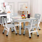 Tavolo e 4 Sedie per Bambini GustoWave, Tavolino per Bambini Regolabile in Altezza 23" e 4 Sedie con Gambe Antiscivolo e Desktop Graffiti con Organizer