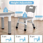 Tavolo e 4 Sedie per Bambini GustoWave, Tavolino per Bambini Regolabile in Altezza 23" e 4 Sedie con Gambe Antiscivolo e Desktop Graffiti con Organizer