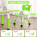 Tavolo e 4 Sedie per Bambini GustoWave, Tavolino per Bambini Regolabile in Altezza 23" e 4 Sedie con Gambe Antiscivolo e Desktop Graffiti con Organizer