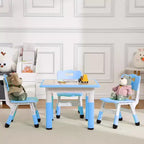 Tavolo e 4 Sedie per Bambini GustoWave, Tavolino per Bambini Regolabile in Altezza 23" e 4 Sedie con Gambe Antiscivolo e Desktop Graffiti con Organizer