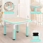 Tavolo e 4 Sedie per Bambini GustoWave, Tavolino per Bambini Regolabile in Altezza 23" e 4 Sedie con Gambe Antiscivolo e Desktop Graffiti con Organizer