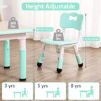 Tavolo e 4 Sedie per Bambini GustoWave, Tavolino per Bambini Regolabile in Altezza 23" e 4 Sedie con Gambe Antiscivolo e Desktop Graffiti con Organizer
