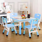 Tavolo e 4 Sedie per Bambini GustoWave, Tavolino per Bambini Regolabile in Altezza 23" e 4 Sedie con Gambe Antiscivolo e Desktop Graffiti con Organizer