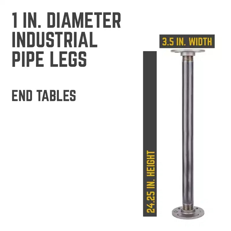 Pipe Decor Gambe da tavolo in tubo con flangia rotonda da 2,5 cm x 60 cm - Confezione da 4