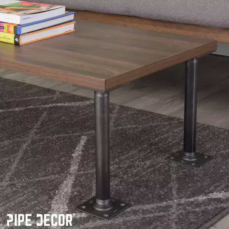 Pipe Decor 1 poll. x 18 poll. Gambe del tavolo a tubo con flangia quadrata - Confezione da 4