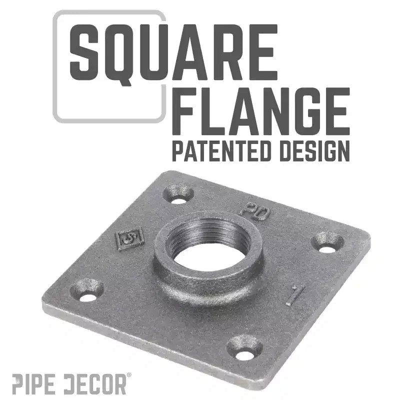 Pipe Decor 1 poll. x 18 poll. Gambe del tavolo a tubo con flangia quadrata - Confezione da 4