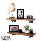 RESTORE Mensole Autumn Brown da 24 pollici con staffe a L di Pipe Decor