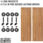 RESTORE Mensole Autumn Brown da 24 pollici con staffe a L di Pipe Decor