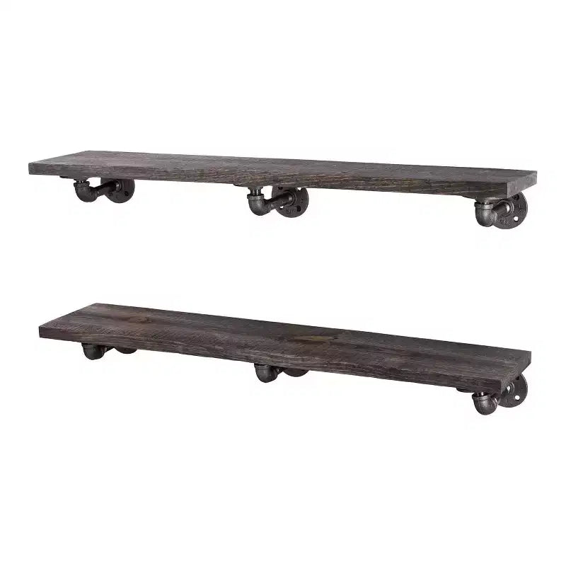 RESTORE Boulder Black 36 in. Shelves with L-Shaped Brackets by Pipe Decor