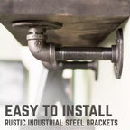 RESTORE Mensole Nere Boulder da 36 pollici con Staffe a L di Pipe Decor