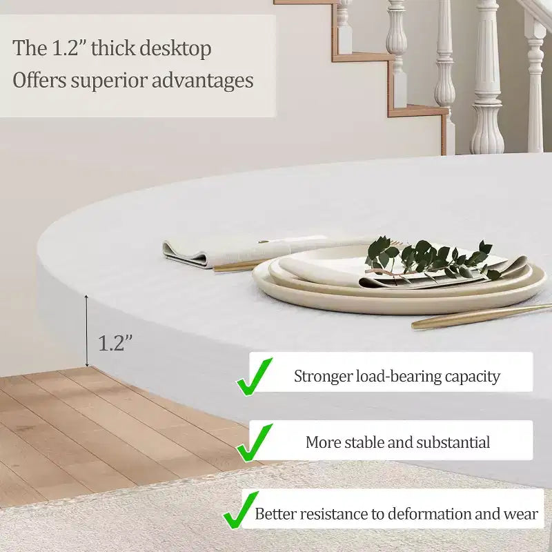 Tavolo da pranzo rotondo da 119 cm per 4-6 persone, mobili in legno, tavolo da pranzo circolare con piedistallo per sala da pranzo, cucina, soggiorno, salvaspazio