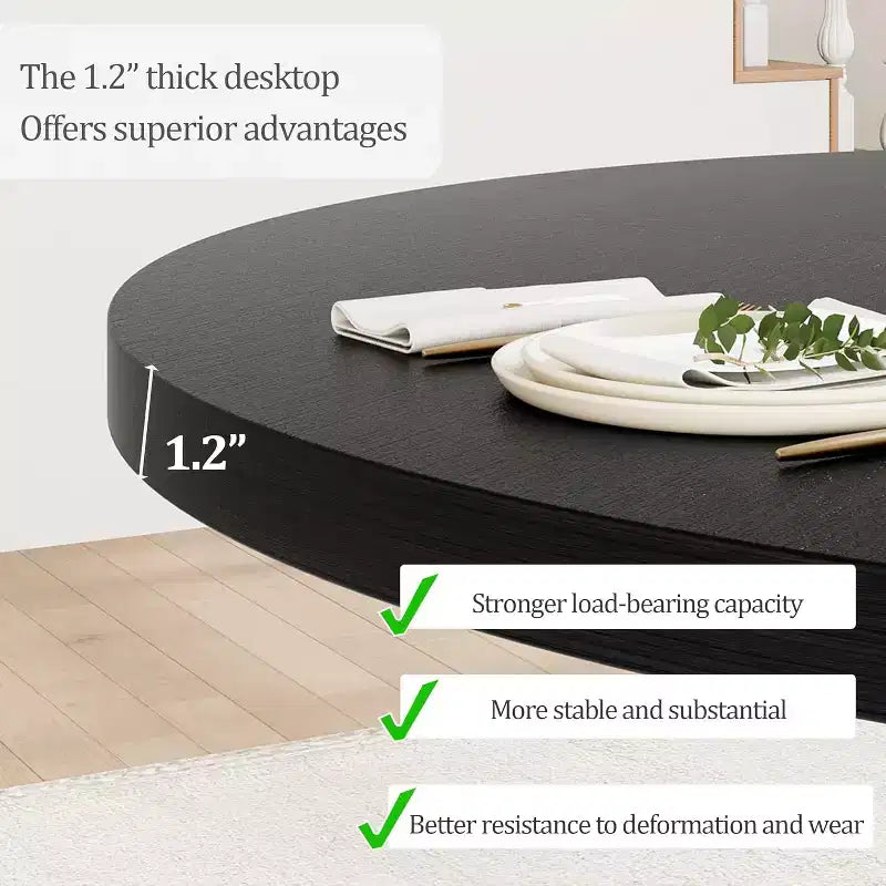 Tavolo da pranzo rotondo da 119 cm per 4-6 persone, mobili in legno, tavolo da pranzo circolare con piedistallo per sala da pranzo, cucina, soggiorno, salvaspazio