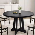 Tavolo da pranzo rotondo da 119 cm per 4-6 persone, mobili in legno, tavolo da pranzo circolare con piedistallo per sala da pranzo, cucina, soggiorno, salvaspazio
