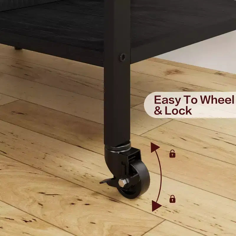 Carrello Porta Stampante a 3 Livelli con Contenitore e Stazione di Ricarica, Carrello Mobile per Stampante con 4 Prese e 2 Porte USB, Organizer Multilivello per l'Ufficio Domestico
