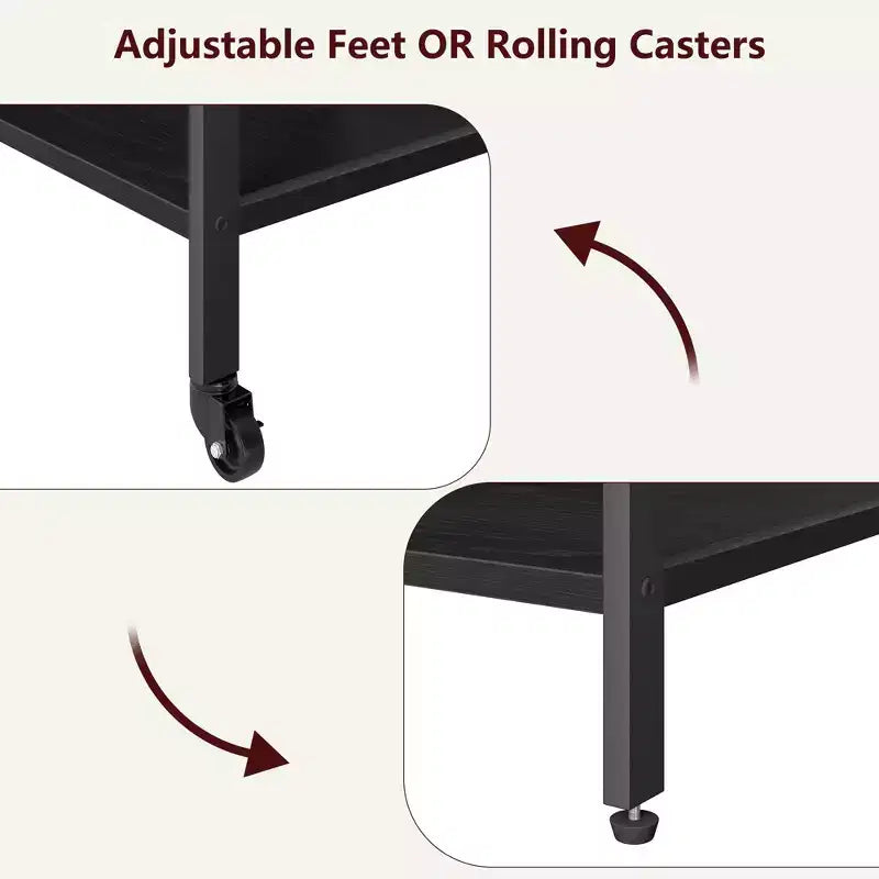 Carrello Porta Stampante a 3 Livelli con Contenitore e Stazione di Ricarica, Carrello Mobile per Stampante con 4 Prese e 2 Porte USB, Organizer Multilivello per l'Ufficio Domestico