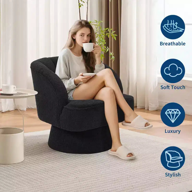 Poltrona a botte girevole, poltrona imbottita in velluto a 360 gradi con schienale a righe, design ergonomico, adatta per soggiorno, camera da letto, giardino, ecc.