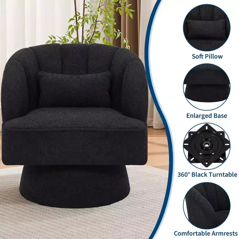 Poltrona a botte girevole, poltrona imbottita in velluto a 360 gradi con schienale a righe, design ergonomico, adatta per soggiorno, camera da letto, giardino, ecc.