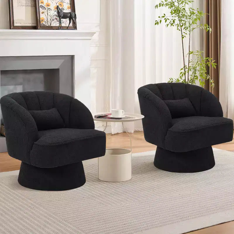 Poltrona a botte girevole, poltrona imbottita in velluto a 360 gradi con schienale a righe, design ergonomico, adatta per soggiorno, camera da letto, giardino, ecc.