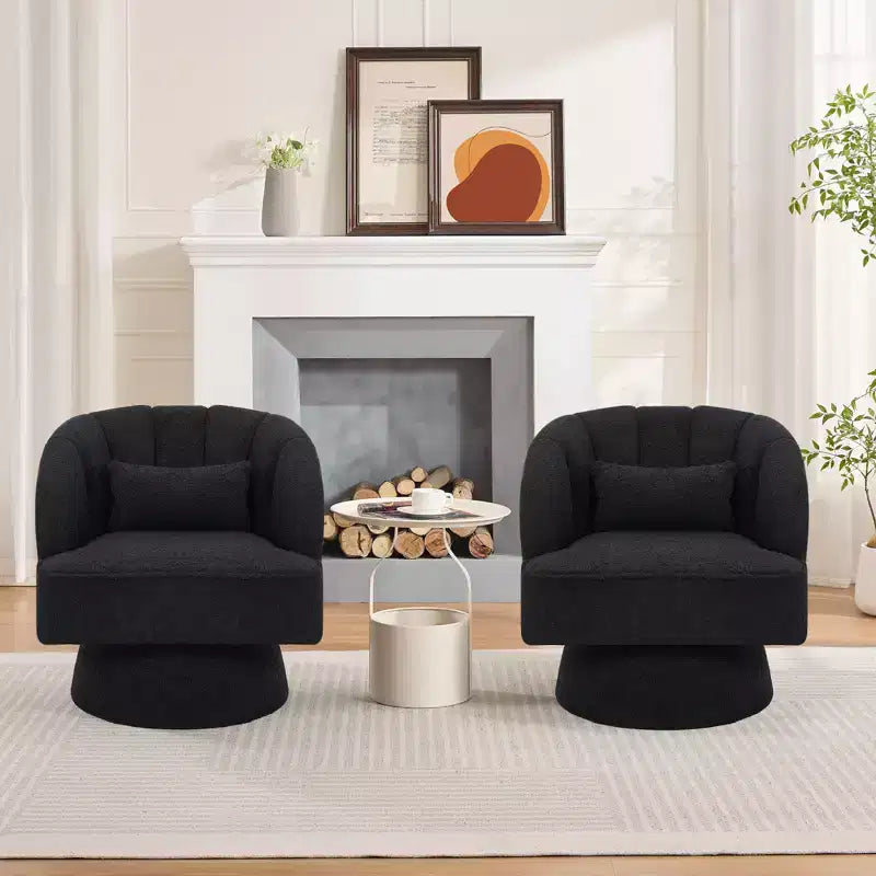 Poltrona a botte girevole, poltrona imbottita in velluto a 360 gradi con schienale a righe, design ergonomico, adatta per soggiorno, camera da letto, giardino, ecc.