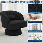 Poltrona a botte girevole, poltrona imbottita in velluto a 360 gradi con schienale a righe, design ergonomico, adatta per soggiorno, camera da letto, giardino, ecc.