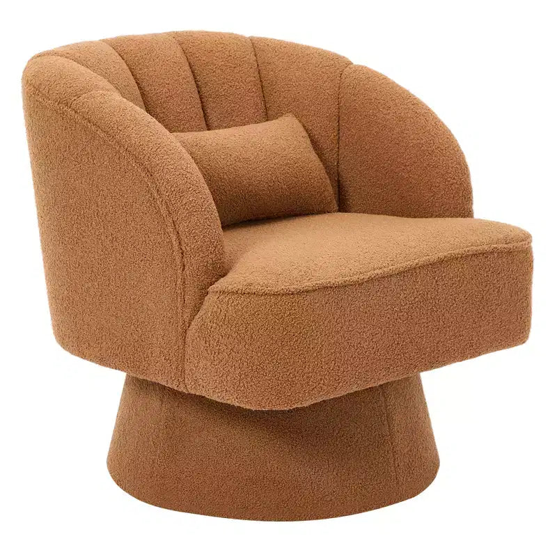 Poltrona a botte girevole, poltrona imbottita in velluto a 360 gradi con schienale a righe, design ergonomico, adatta per soggiorno, camera da letto, giardino, ecc.