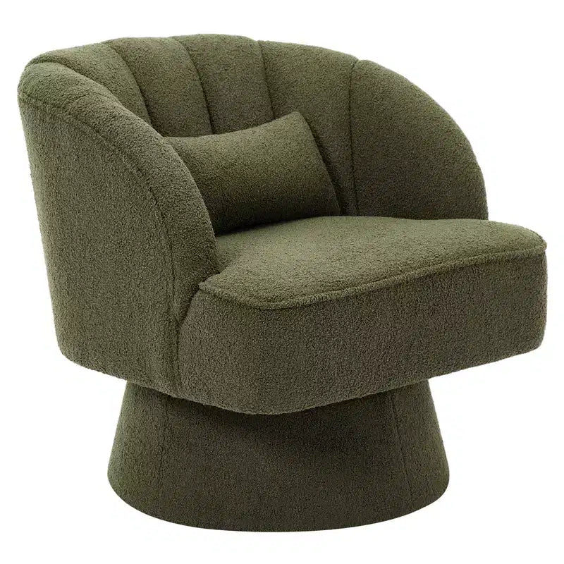 Poltrona a botte girevole, poltrona imbottita in velluto a 360 gradi con schienale a righe, design ergonomico, adatta per soggiorno, camera da letto, giardino, ecc.