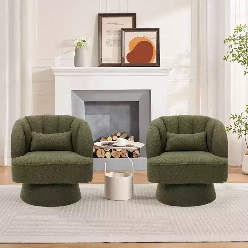 Poltrona a botte girevole, poltrona imbottita in velluto a 360 gradi con schienale a righe, design ergonomico, adatta per soggiorno, camera da letto, giardino, ecc.