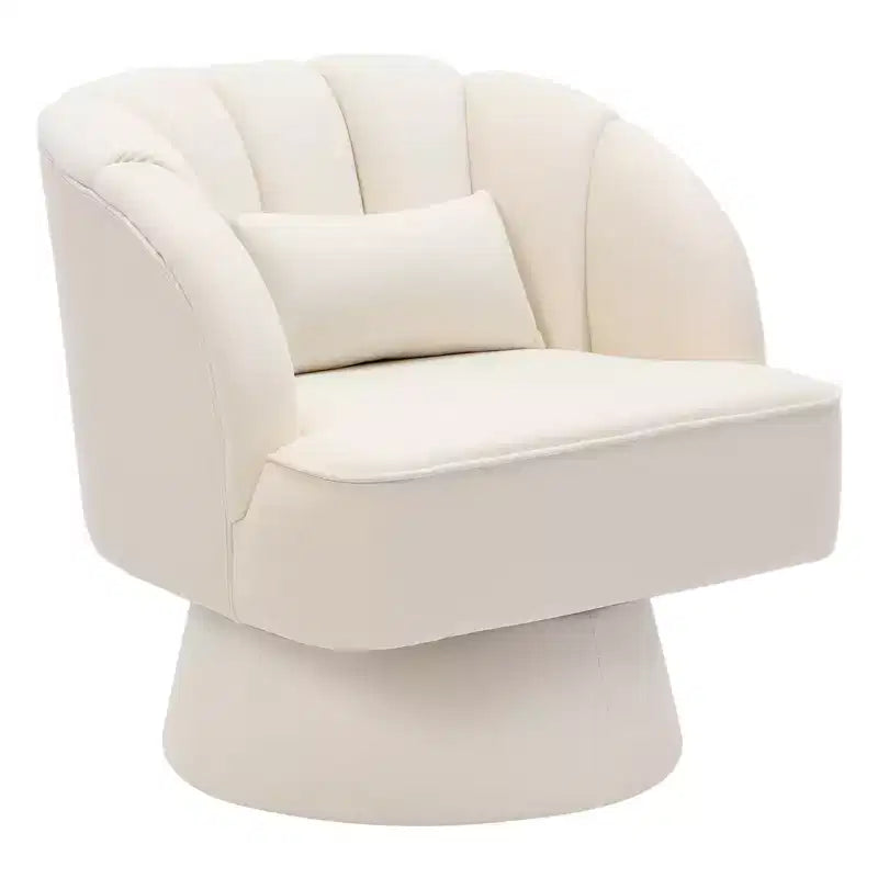Poltrona a botte girevole, poltrona imbottita in velluto a 360 gradi con schienale a righe, design ergonomico, adatta per soggiorno, camera da letto, giardino, ecc.