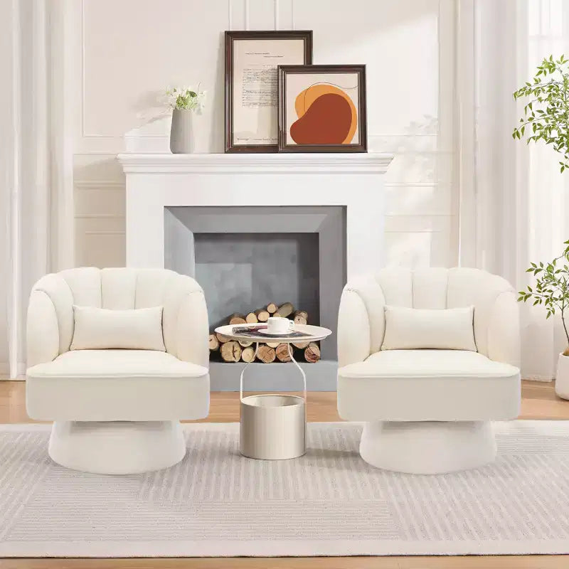 Poltrona a botte girevole, poltrona imbottita in velluto a 360 gradi con schienale a righe, design ergonomico, adatta per soggiorno, camera da letto, giardino, ecc.