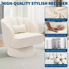 Poltrona a botte girevole, poltrona imbottita in velluto a 360 gradi con schienale a righe, design ergonomico, adatta per soggiorno, camera da letto, giardino, ecc.