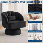 Poltrona a botte girevole, poltrona imbottita in velluto a 360 gradi con schienale a righe, design ergonomico, adatta per soggiorno, camera da letto, giardino, ecc.