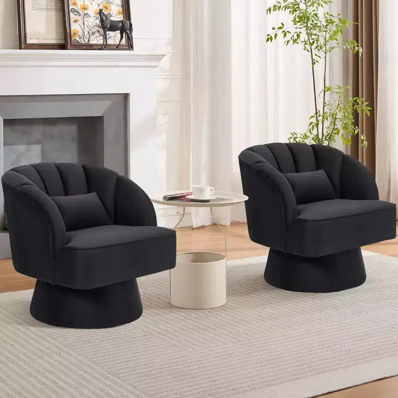 Poltrona a botte girevole, poltrona imbottita in velluto a 360 gradi con schienale a righe, design ergonomico, adatta per soggiorno, camera da letto, giardino, ecc.