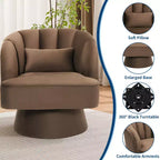 Poltrona a botte girevole, poltrona imbottita in velluto a 360 gradi con schienale a righe, design ergonomico, adatta per soggiorno, camera da letto, giardino, ecc.