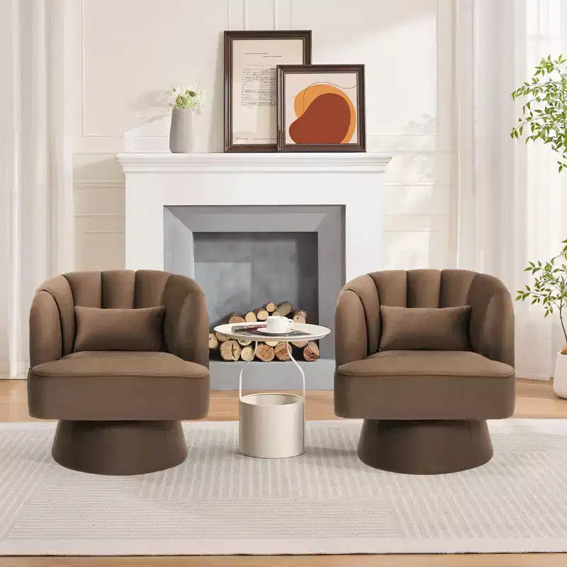 Poltrona a botte girevole, poltrona imbottita in velluto a 360 gradi con schienale a righe, design ergonomico, adatta per soggiorno, camera da letto, giardino, ecc.