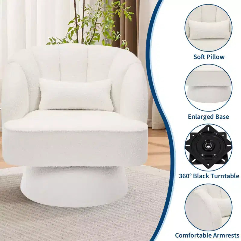 Poltrona a botte girevole, poltrona imbottita in velluto a 360 gradi con schienale a righe, design ergonomico, adatta per soggiorno, camera da letto, giardino, ecc.