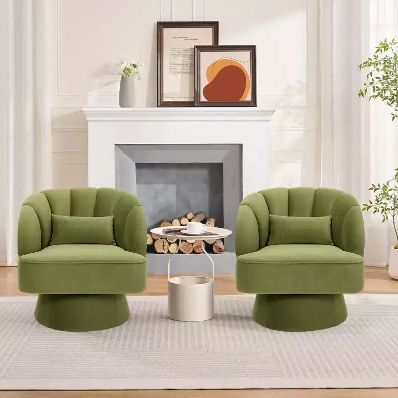 Poltrona a botte girevole, poltrona imbottita in velluto a 360 gradi con schienale a righe, design ergonomico, adatta per soggiorno, camera da letto, giardino, ecc.