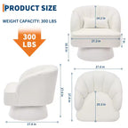 Swivel barrel armchair, 360 degree velvet upholstered armchair with striped backrest, ergonomic design, suitable for living room bedroom backyard etc
