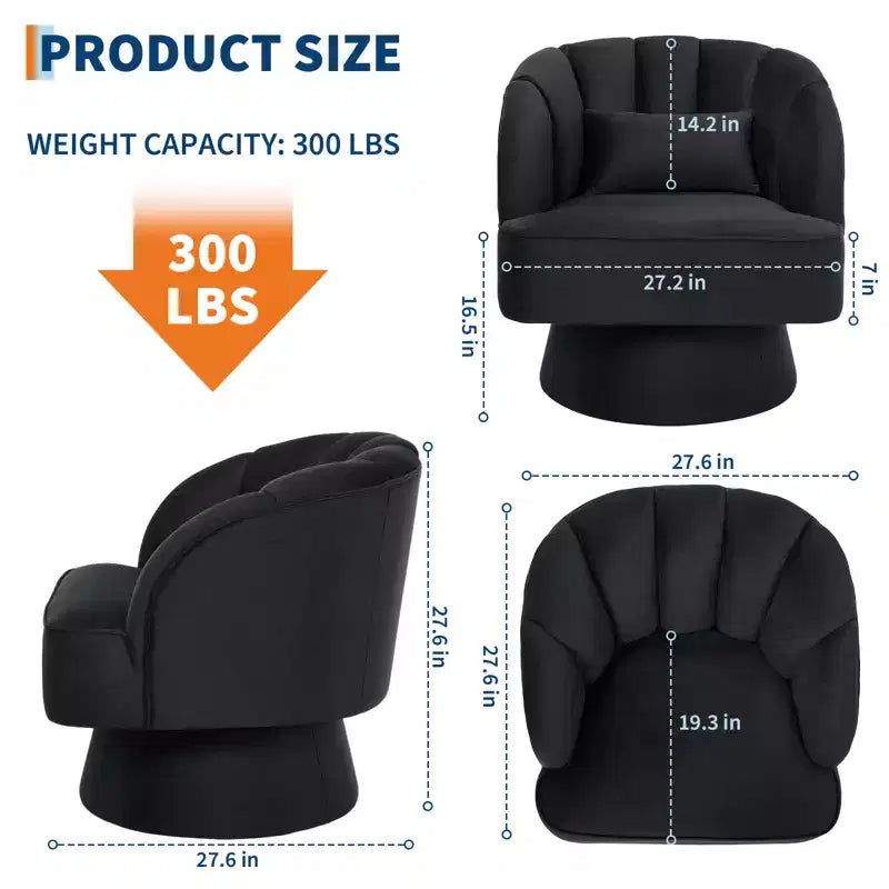 Poltrona a botte girevole, poltrona imbottita in velluto a 360 gradi con schienale a righe, design ergonomico, adatta per soggiorno, camera da letto, giardino, ecc.