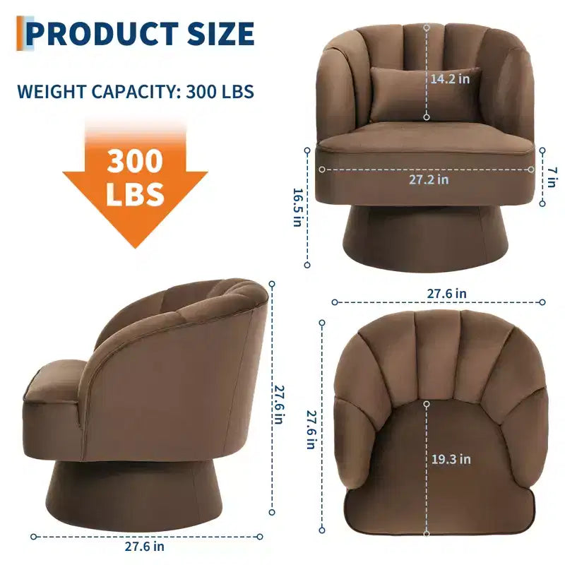 Poltrona a botte girevole, poltrona imbottita in velluto a 360 gradi con schienale a righe, design ergonomico, adatta per soggiorno, camera da letto, giardino, ecc.