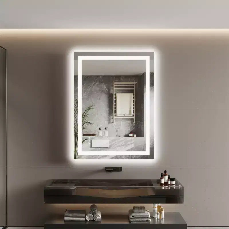 Bathroom Mirror , Frameless Vanity Mirror with Anti-Fog & Dimmable Lights