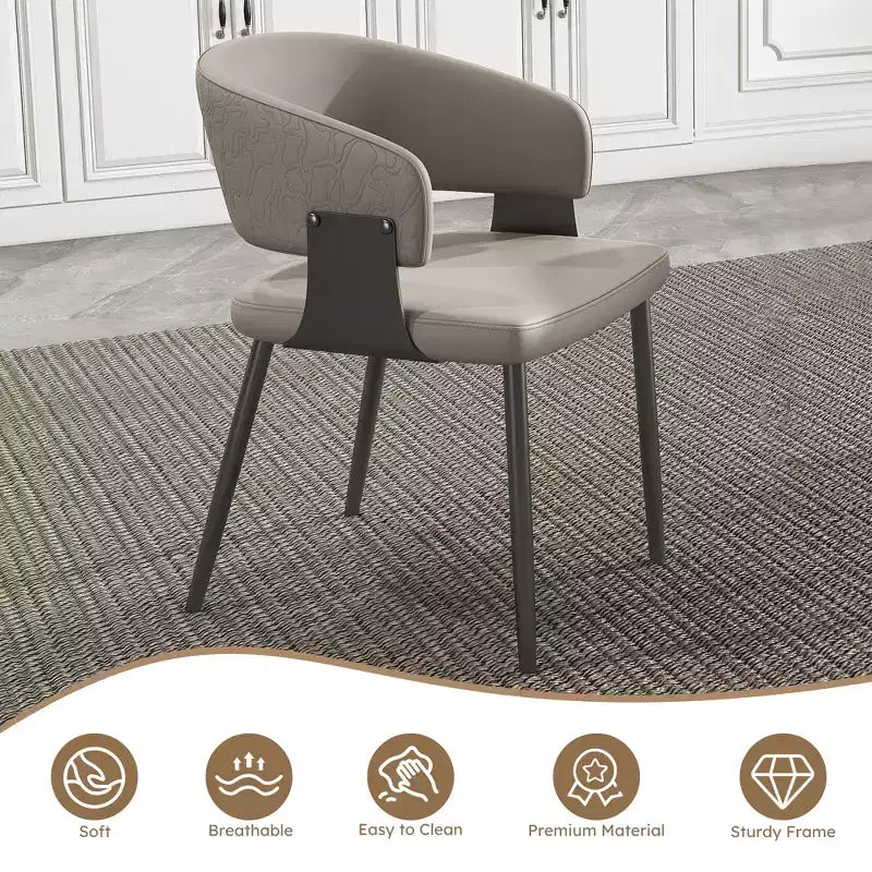 GDFStudio Sedie da pranzo imbottite in similpelle Modem Haversham con schienale curvo (set di 2)