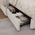 Acekool Letto contenitore imbottito in velluto a coste con cassetti, Struttura letto moderna a piattaforma